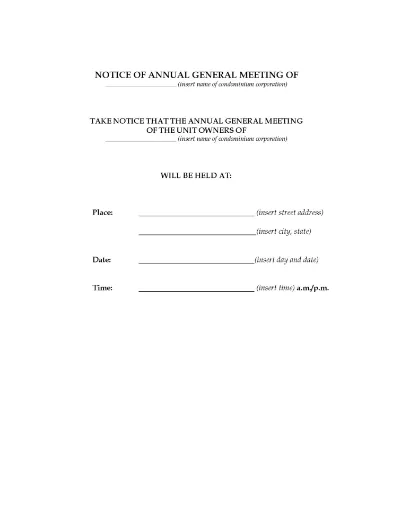 Printable condo annual meeting notice template