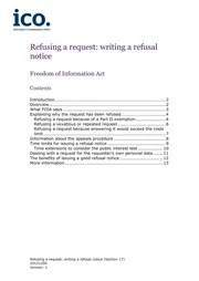 Printable freedom of information refusal notice template