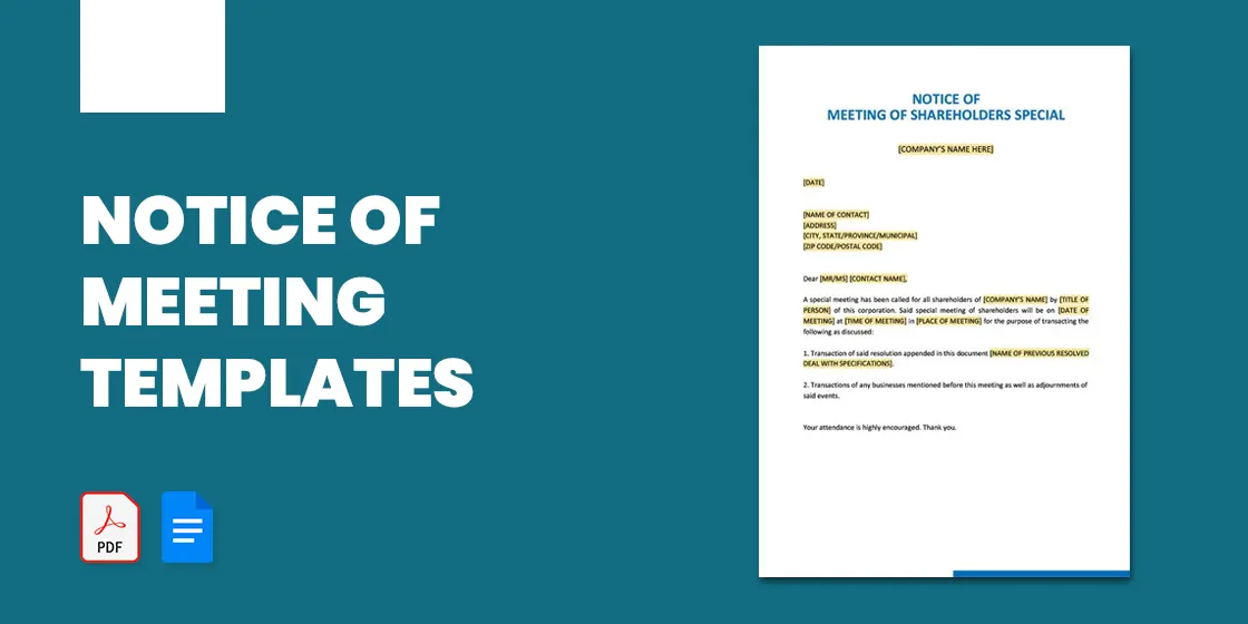 Printable not mandatory meeting notice template