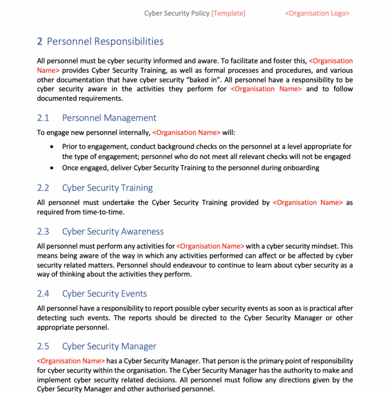 Cyber Security Documentation Template
