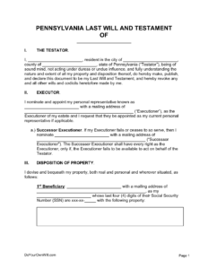 pa-estate-documentation-template
