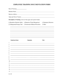 Training Documentation Form Template training-documentation-form-template
