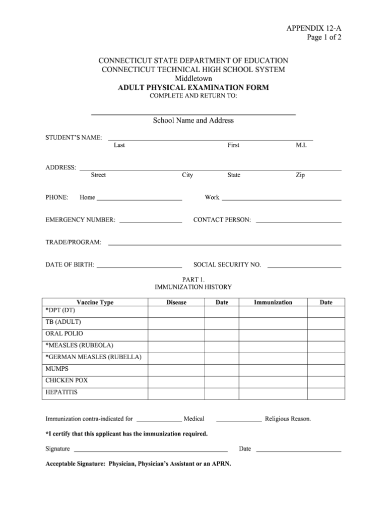 Work Physical Exam Documentation Template