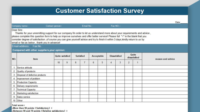 Project Management Customer Satisfaction Survey Template
