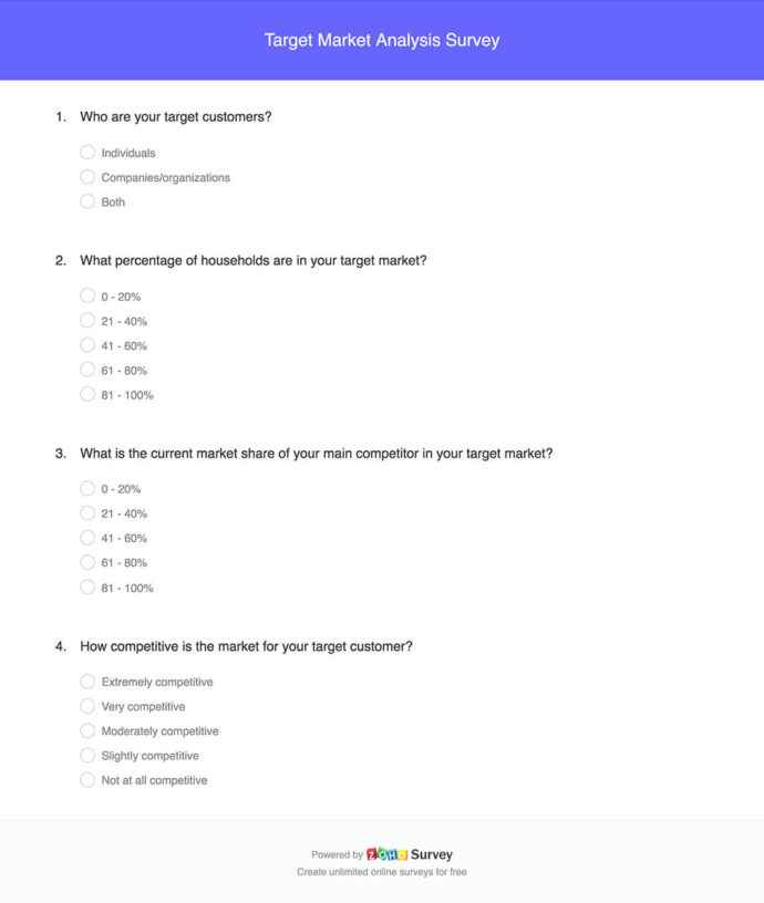 Research Survey Template Target Market