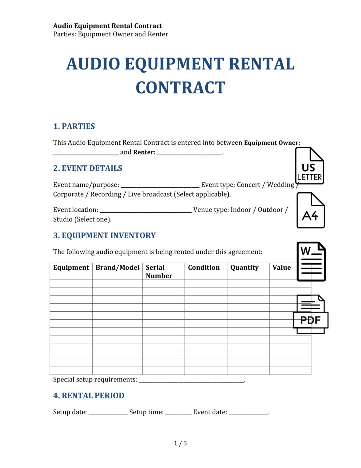 Image 6 for Music Equipment Rental Agreement Template