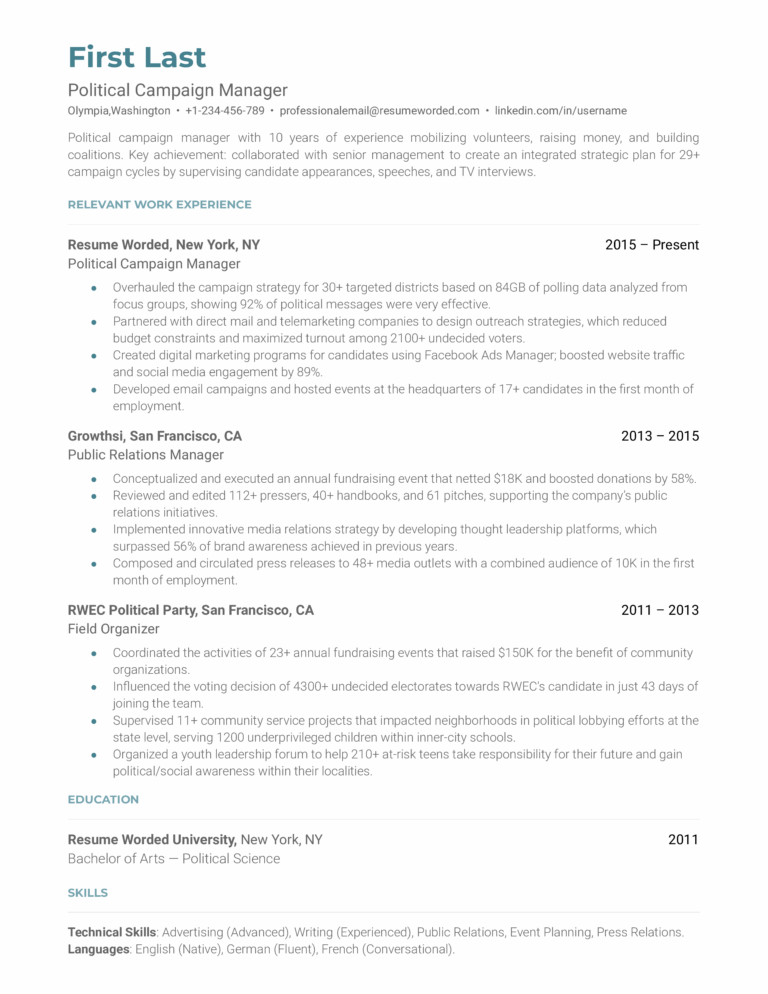 Political Campaign Manager Contract Template
