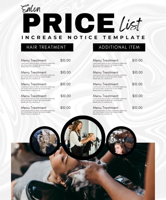 Hair Salon Price Increase Notice Template