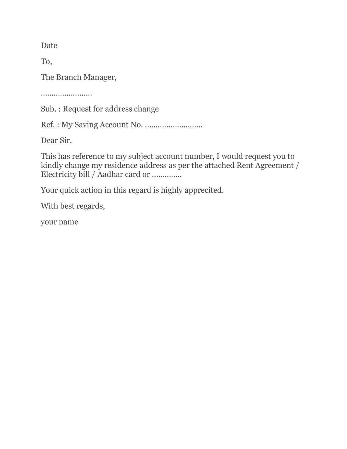 Notification Change Example Image Change of Address Notice Template