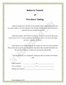 Fire Alarm Testing Notice Template