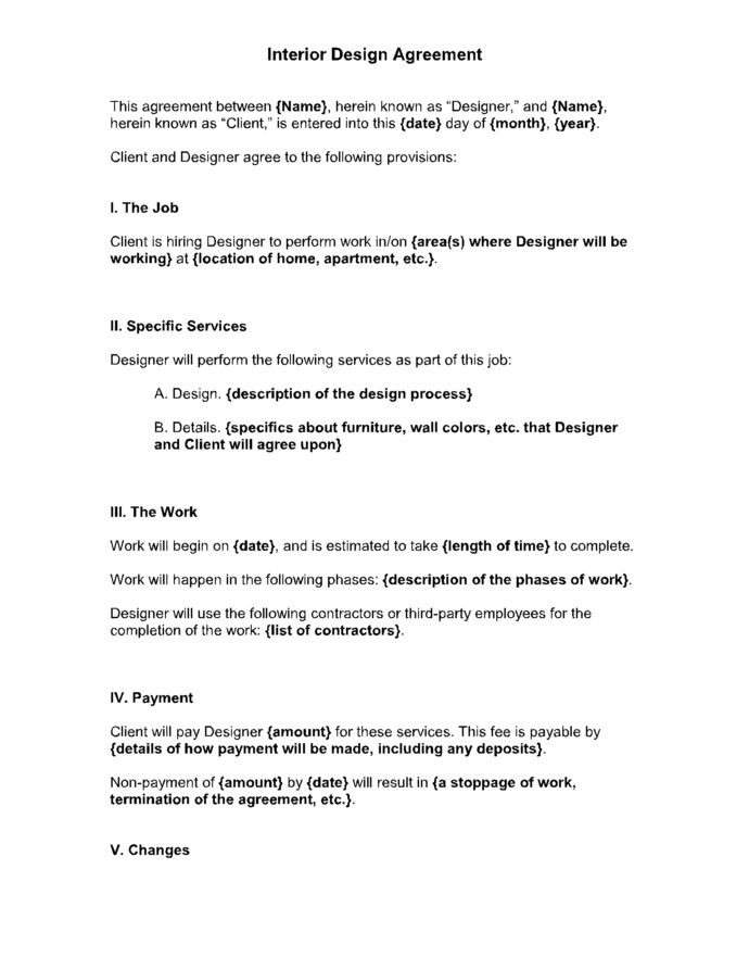 Commercial Interior Design Contract Template
