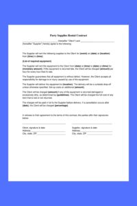 Party Supply Rental Contract Template party-supply-rental-contract-template