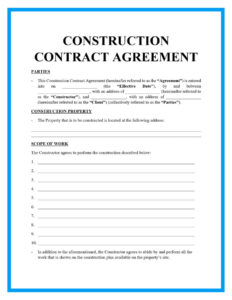 Short Form Construction Contract Template