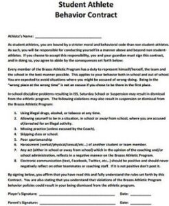 student-athlete-behavior-contract-template