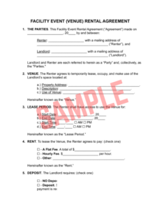 Banquet Room Rental Contract Template
