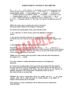 Bus Driver Employment Contract Template