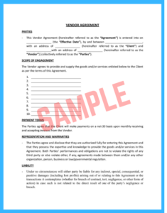 Content Of Vendor Contract Template