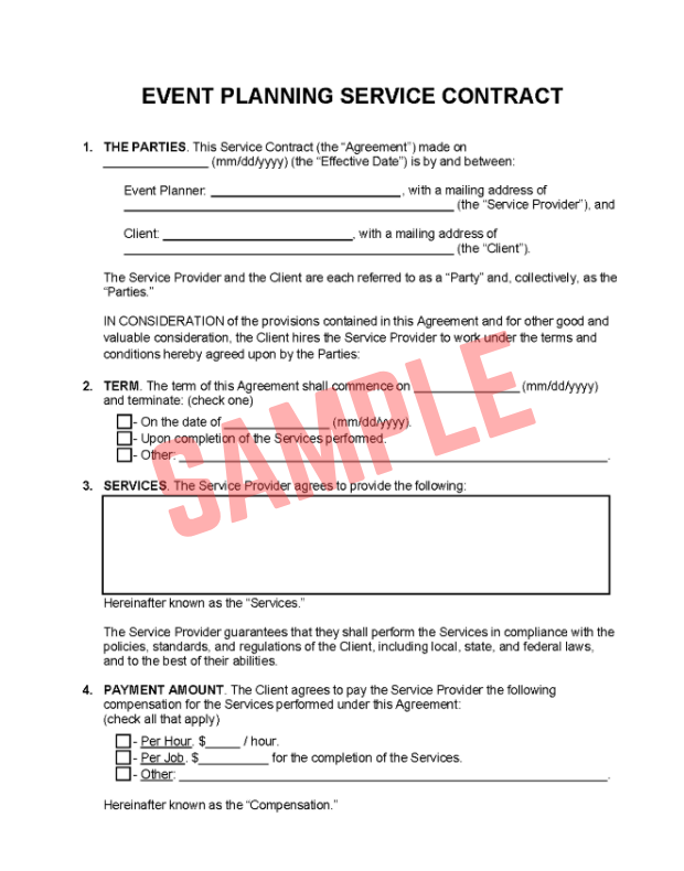 Corporate Event Planning Contract Template