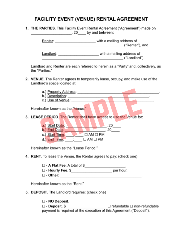 Event Space Rental Contract Template