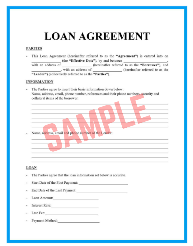 Hard Money Loan Contract Template