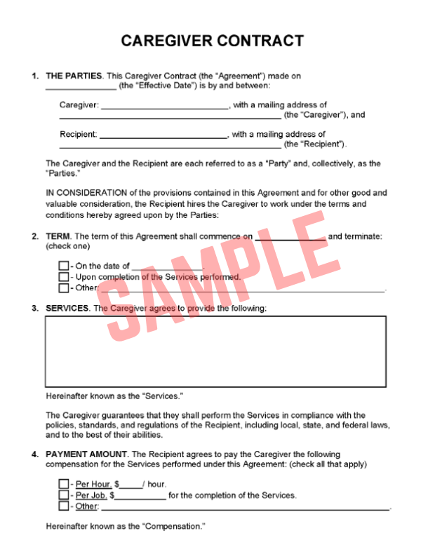 Live In Caregiver Employment Contract Template