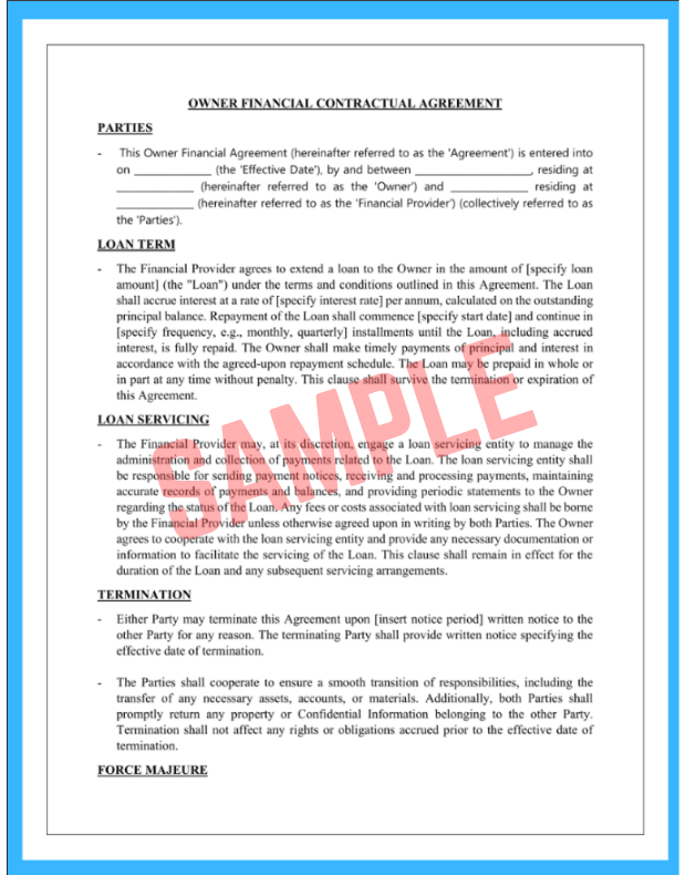 Owner Financed Business Contract Template