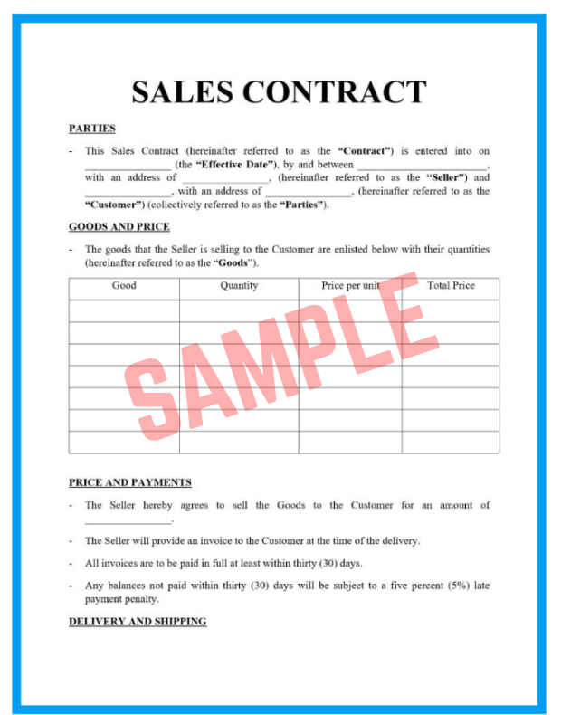 Buyer And Seller Contract Template