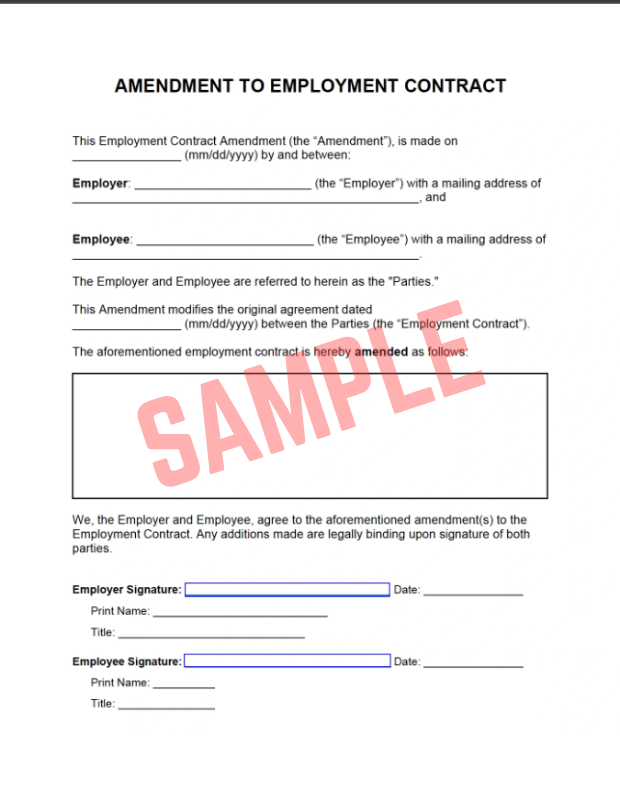 Change Of Employment Contract Letter Template