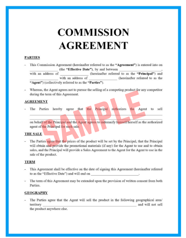 Commission Based Sales Contract Template