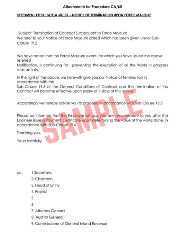 Notice Of Force Majeure Letter Template