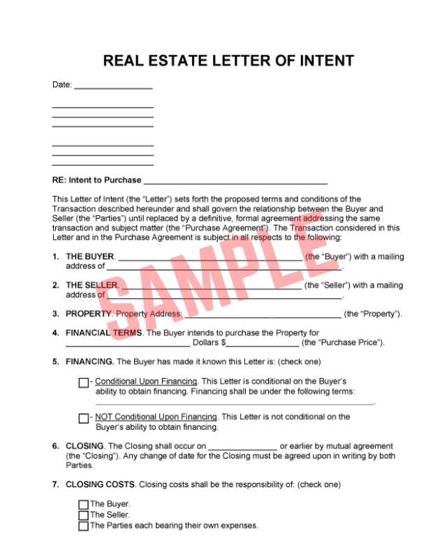 Notice Of Intent To Sell Property Template