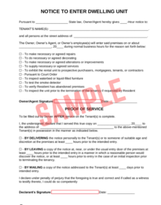 Notice To Enter Rental Property Template