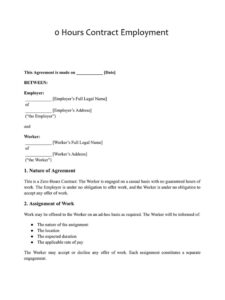0 Hours Contract Employment Template