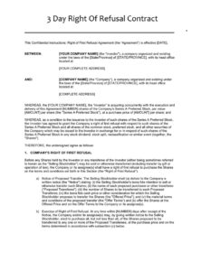 3 Day Right Of Refusal Contract Template 3 Day Right Of Refusal Contract Template