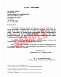 Limited Notice To Proceed Template