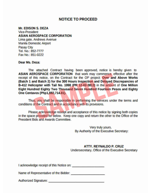 Limited Notice To Proceed Template