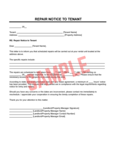Maintenance Notice To Tenant Template