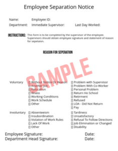 Separation Notice From Employer Template Separation Notice From Employer Template