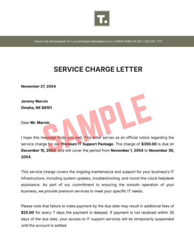 Service Charge Demand Notice Template