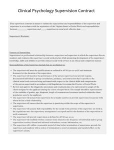 Clinical Psychology Supervision Contract Template Clinical Psychology Supervision Contract Template