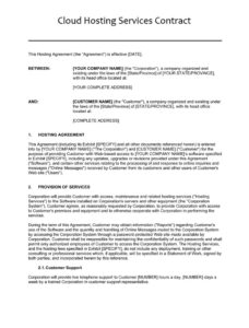 Cloud Hosting Services Contract Template