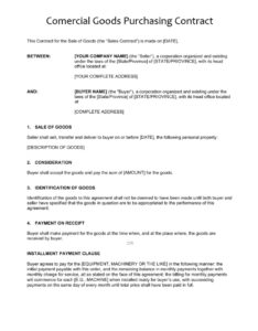 Comercial Goods Purchasing Contract Template