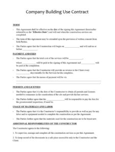 Company Building Use Contract Template