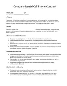 Company Issued Cell Phone Contract Template