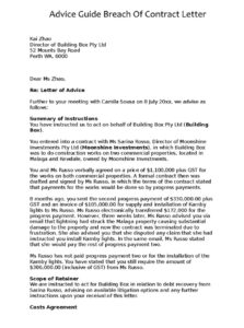 Advice Guide Breach Of Contract Letter Template Advice Guide Breach Of Contract Letter Template