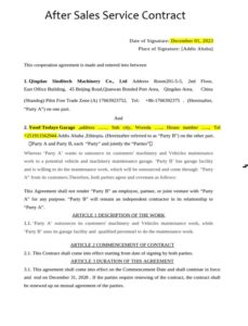 After Sales Service Contract Template After Sales Service Contract Template