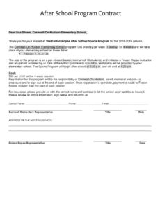 After School Program Contract Template After School Program Contract Template