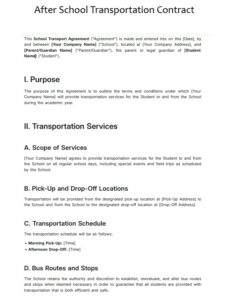 After School Transportation Contract Template After School Transportation Contract Template