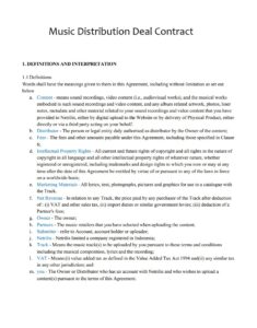 Music Distribution Deal Contract Template