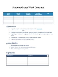 Student Group Work Contract Template
